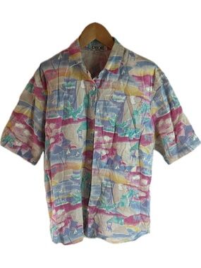 Vintage Cherokee Petites Multicolor Pastel Button-Up Shirt